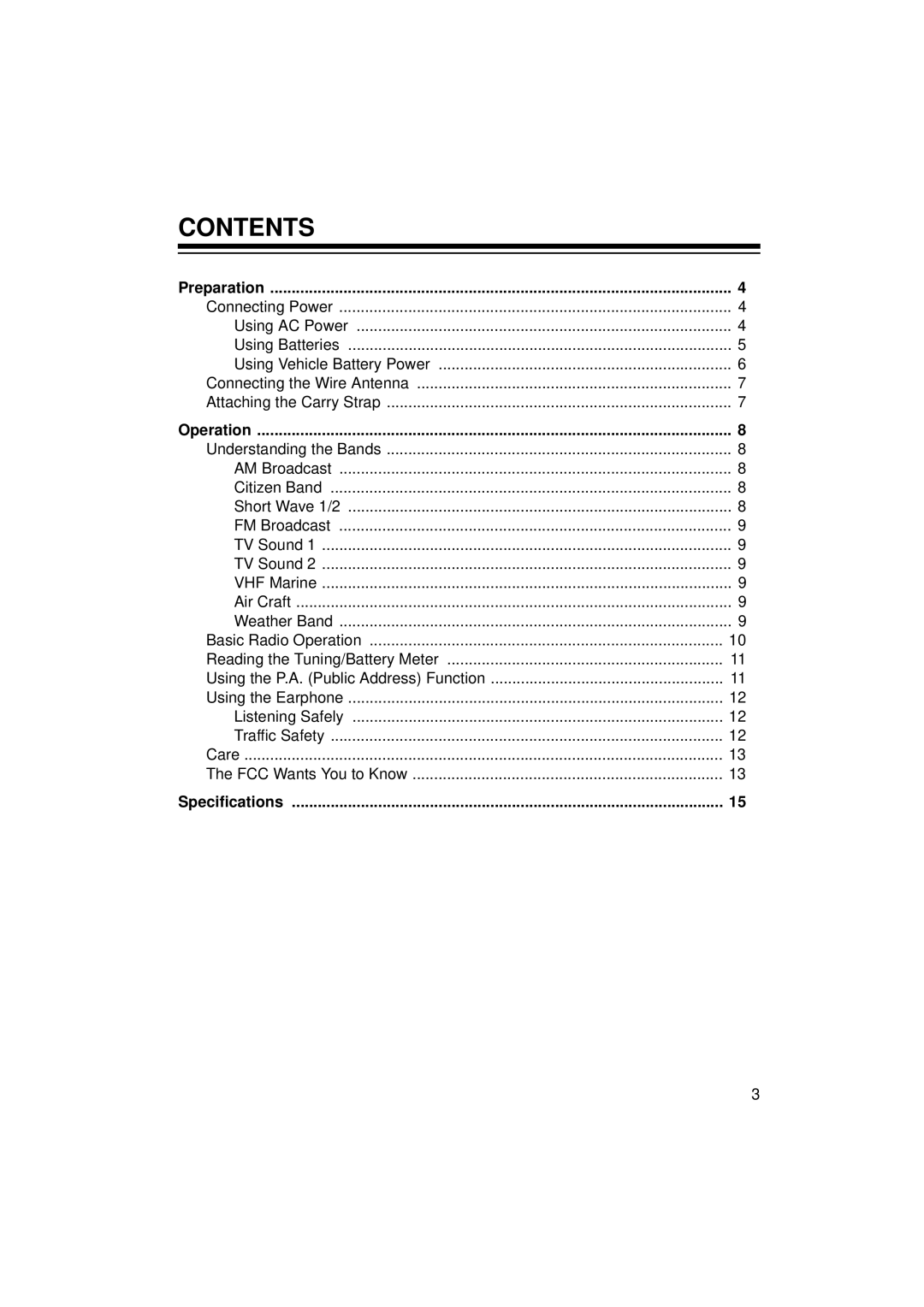 Radio Shack 12-795 owner manual Contents 