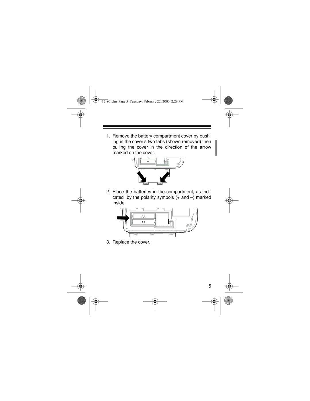 Radio Shack 12-801 owner manual Fm Page 5 Tuesday, February 22, 2000 229 PM 