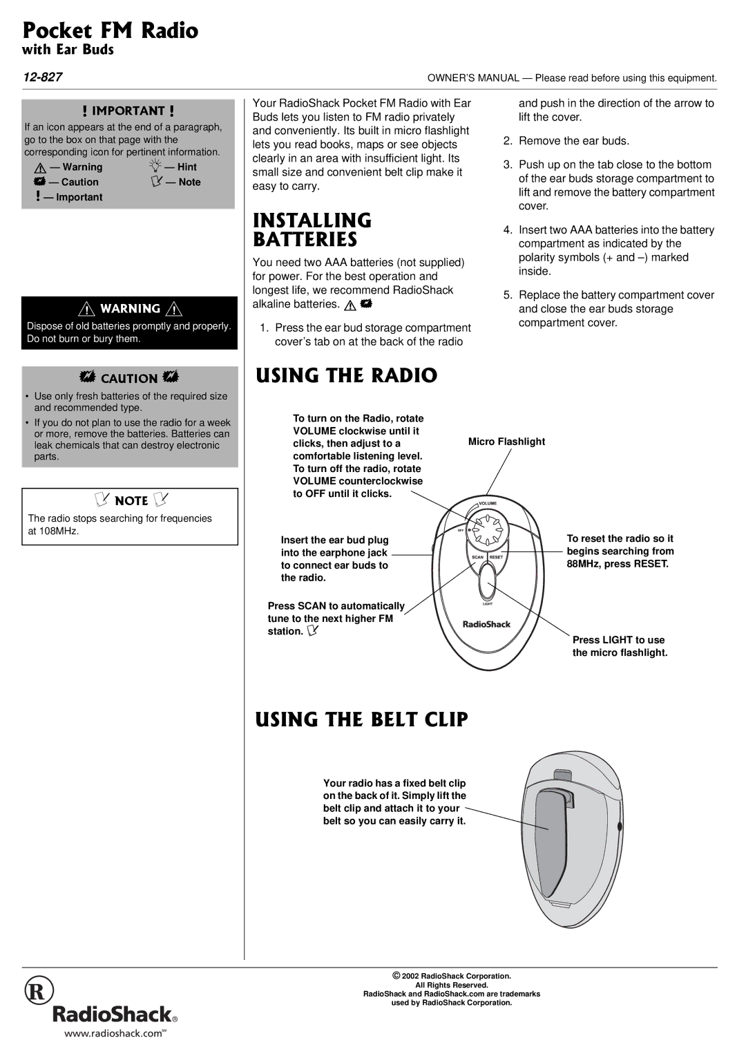 Radio Shack 12-827 owner manual +056#..+0 $#664+5, 75+06*4#&+1, 75+06*$.6%.+2 