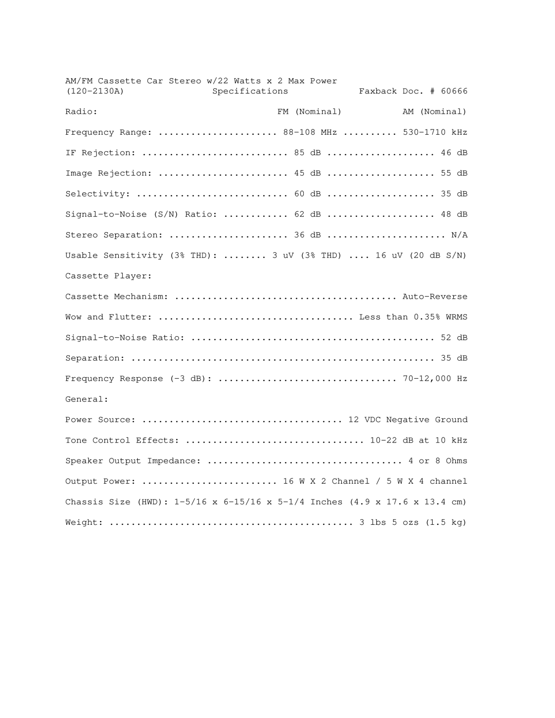 Radio Shack 120-2130A manual MHz 530-1710 kHz 