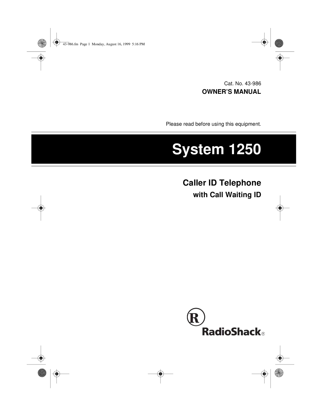 Radio Shack 1250 owner manual System 