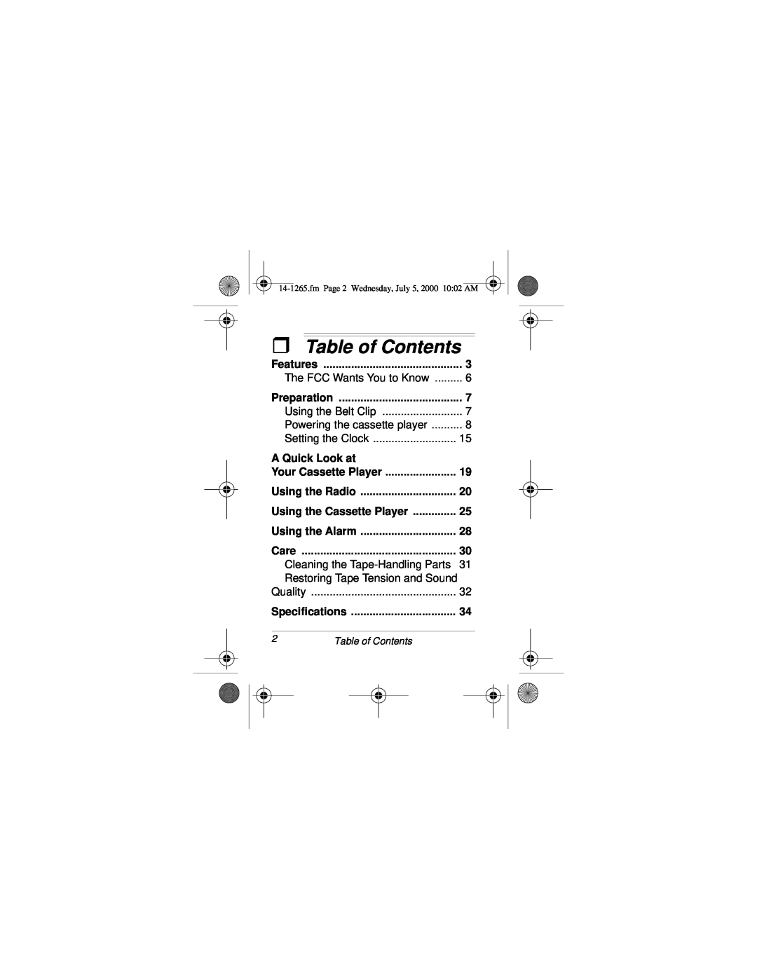 Radio Shack 14-1265 owner manual ˆTable of Contents 