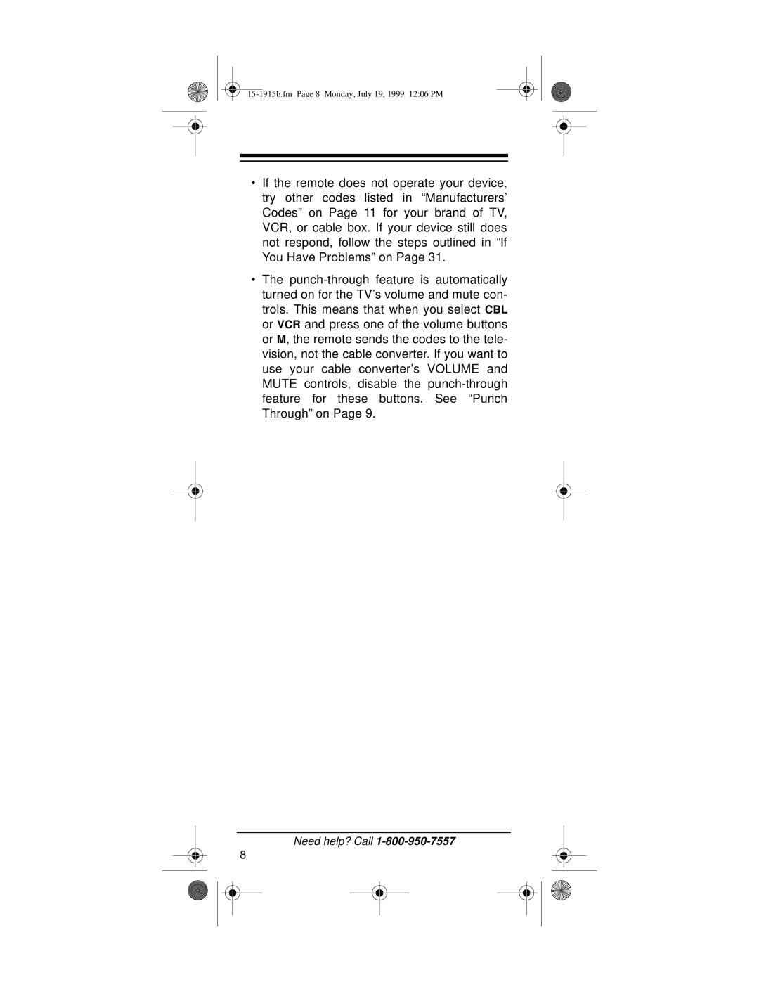 Radio Shack 15-1915B owner manual 15-1915b.fm Page 8 Monday, July 19, 1999 1206 PM 