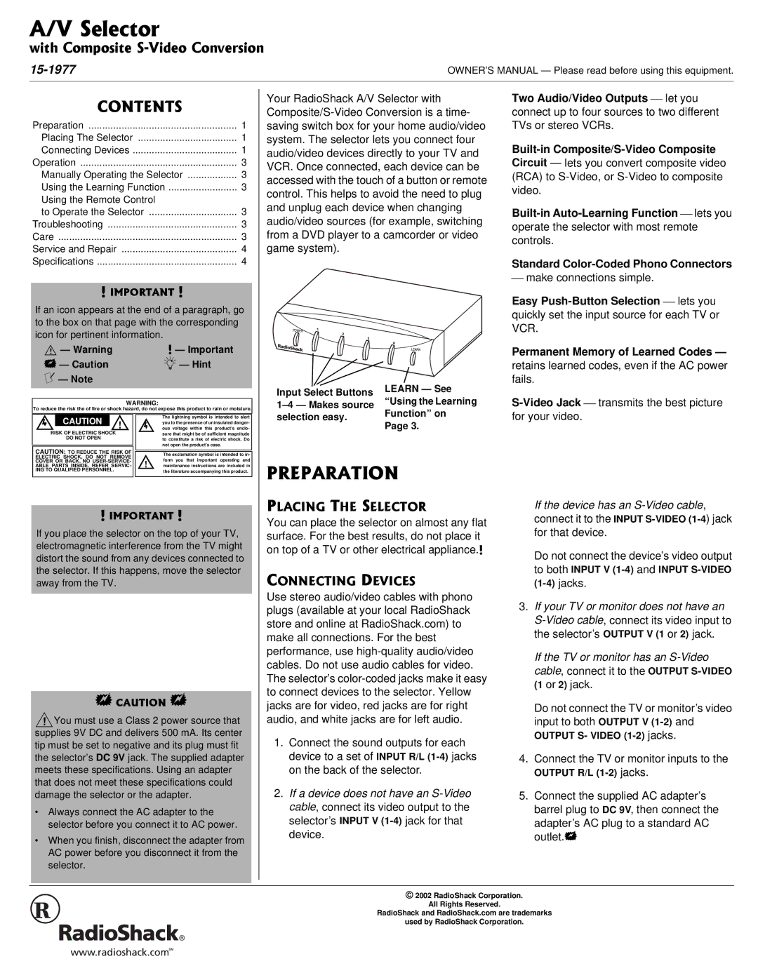 Radio Shack 15-1977 owner manual 242#4#6+10, #%+06*5.%614, 100%6+0&8+%5 