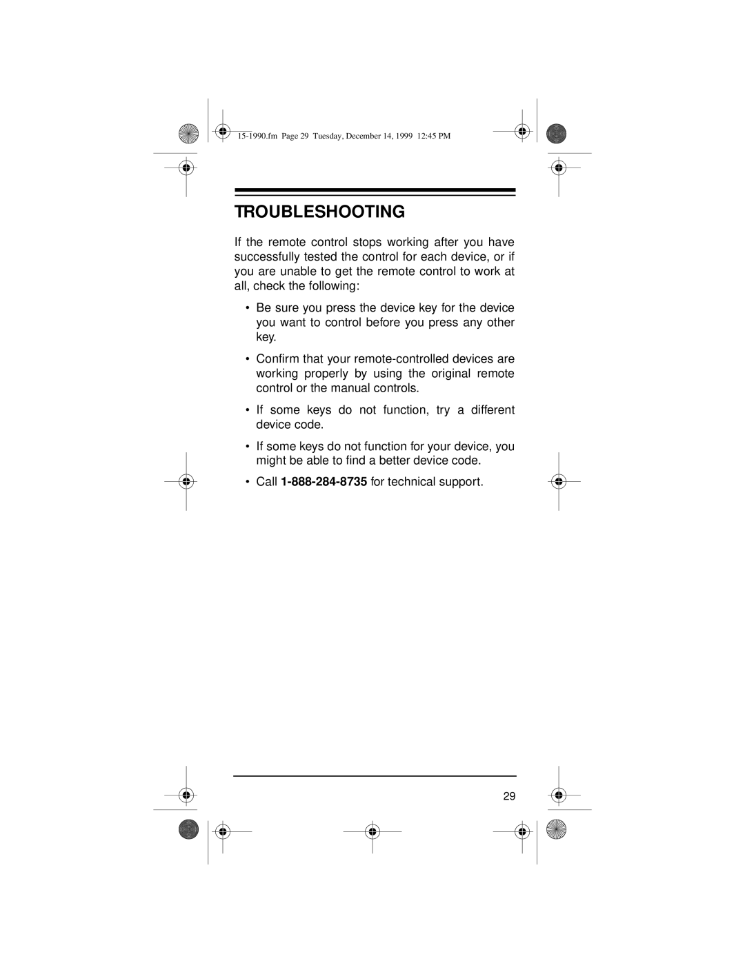 Radio Shack 15-1990 owner manual Troubleshooting 