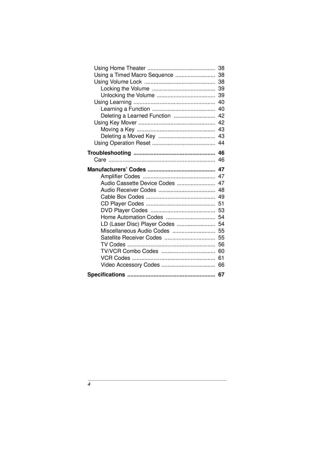 Radio Shack 15-2107 owner manual Troubleshooting, Manufacturers’ Codes, Specifications 