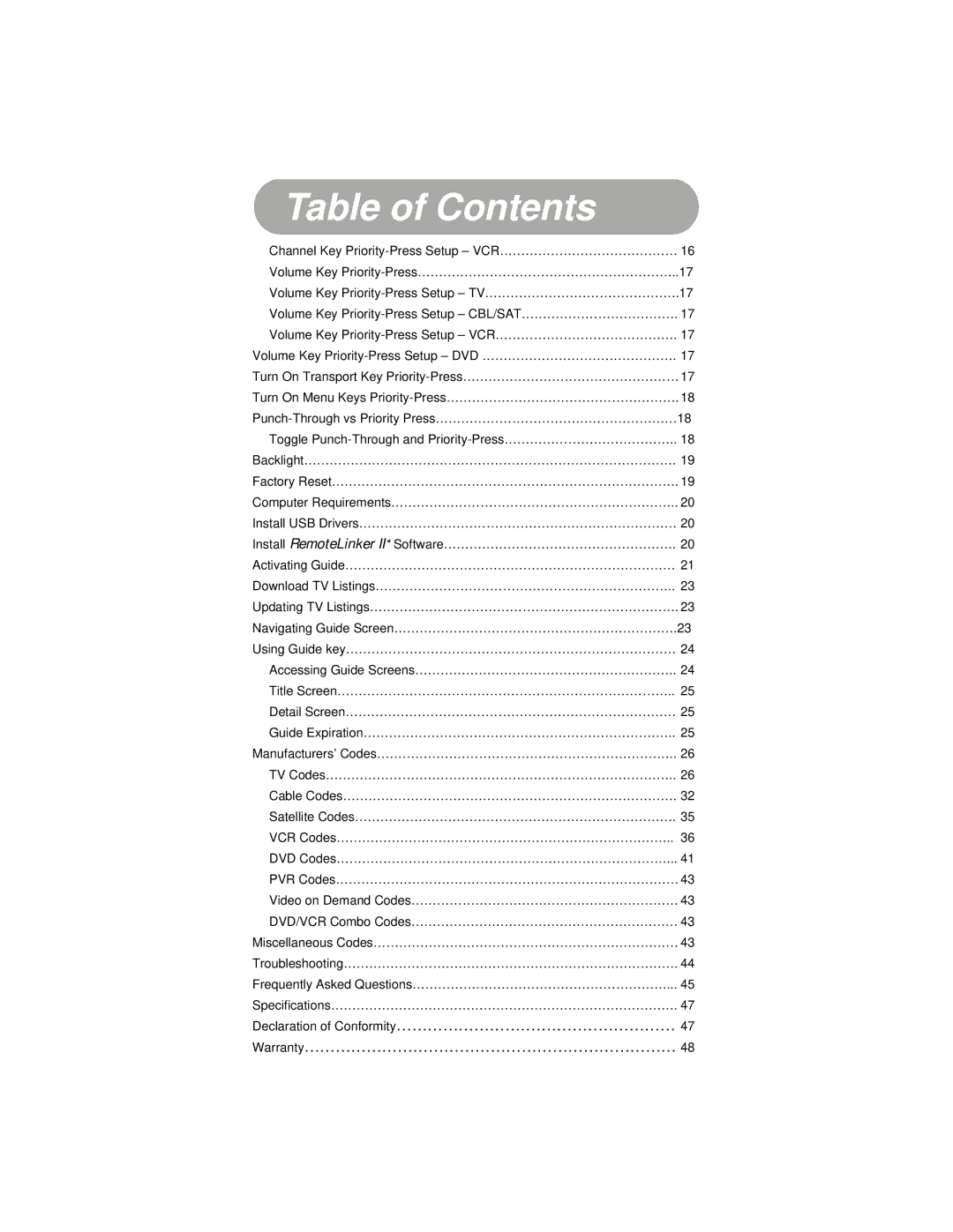 Radio Shack 15-2130 owner manual Table of Contents 