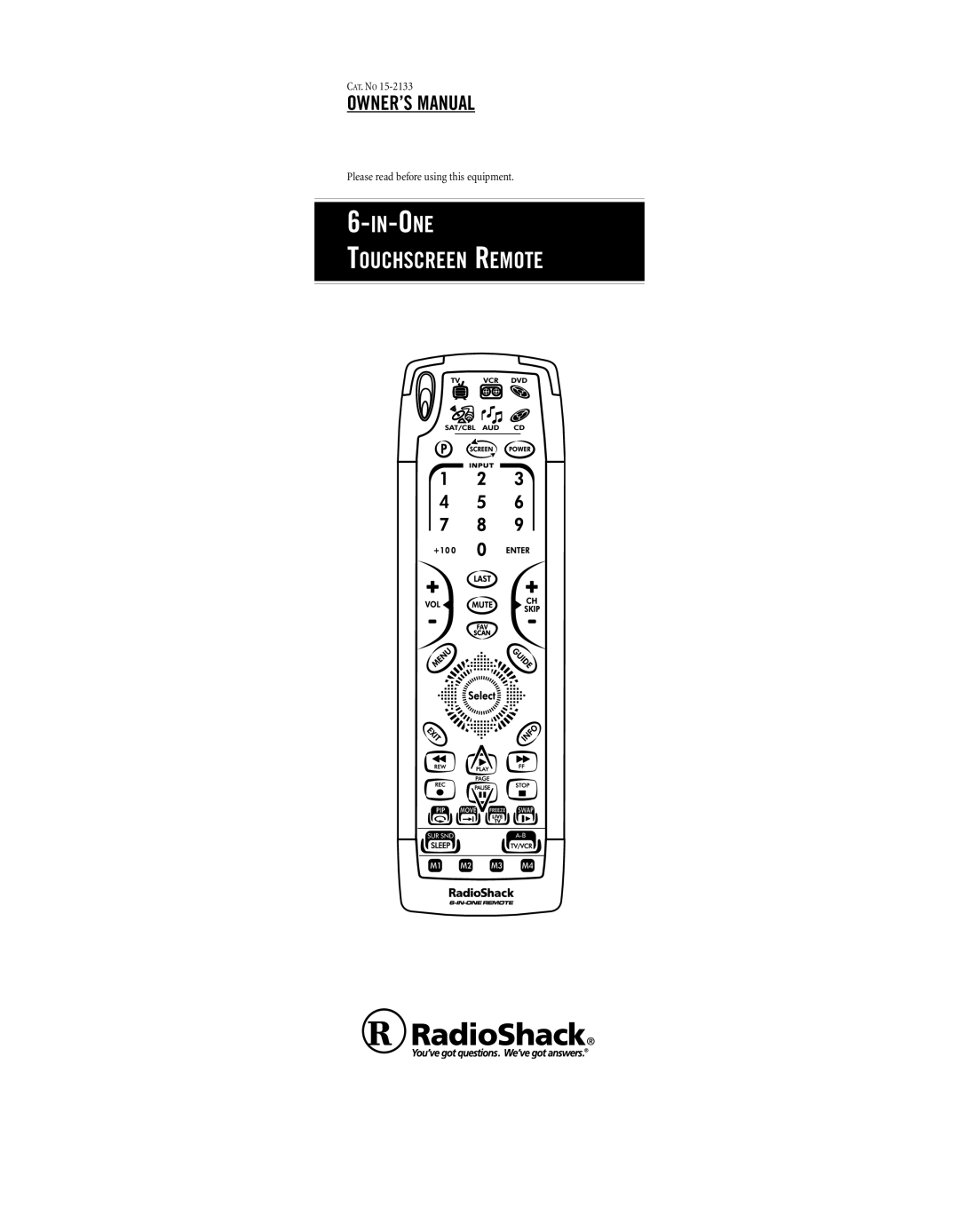 Radio Shack 15-2133 owner manual In-One 