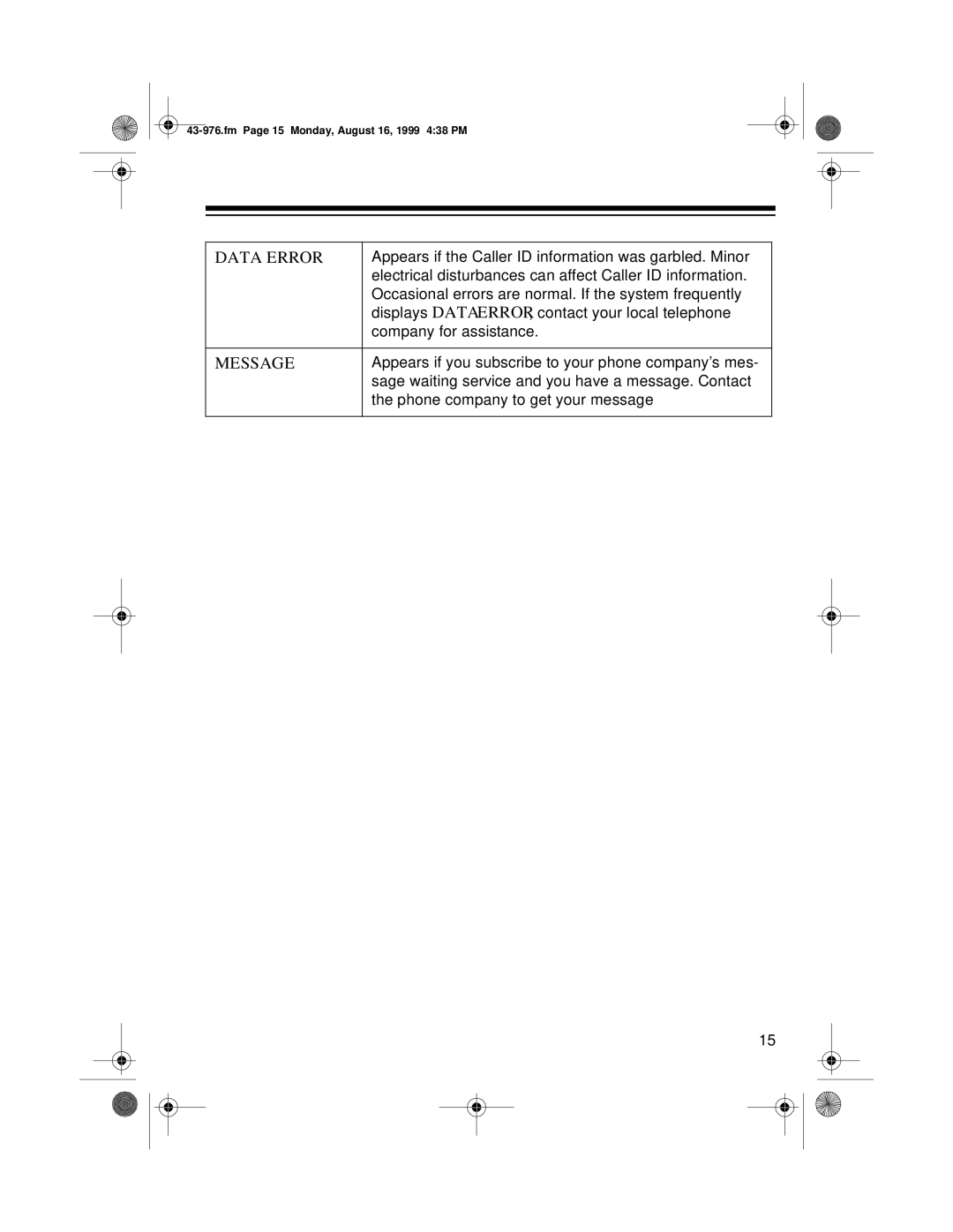 Radio Shack 1500 owner manual Data Error 