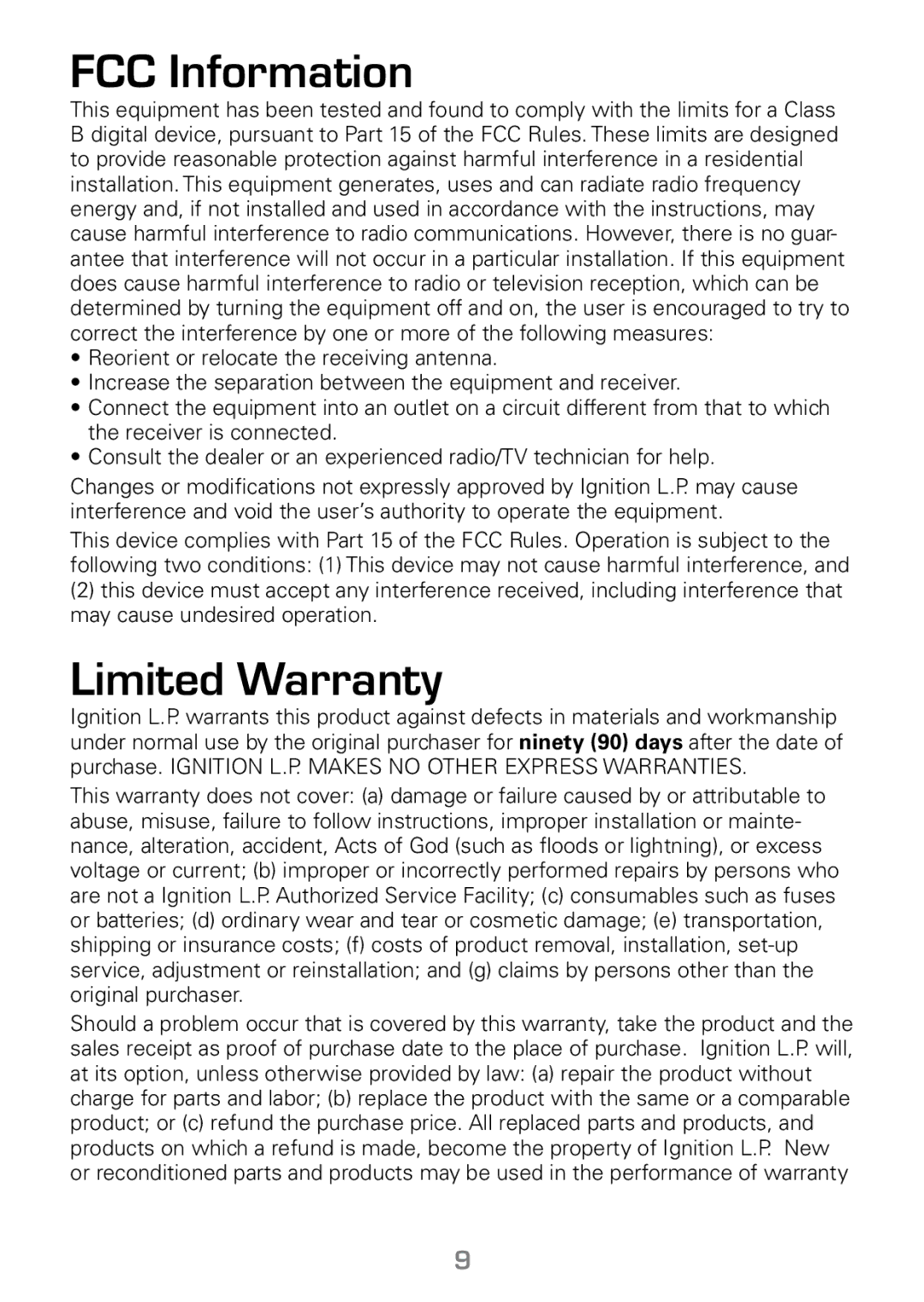 Radio Shack 16-1003 manual FCC Information, Limited Warranty 