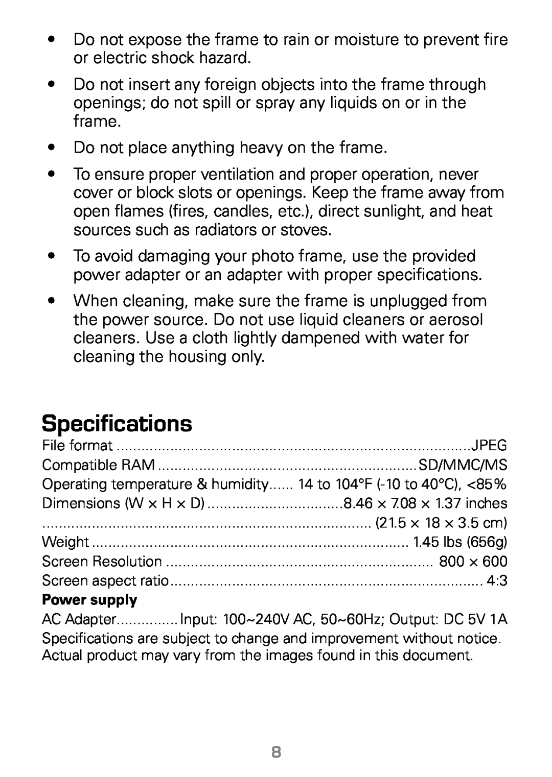 Radio Shack 16-1003 manual Specifications 