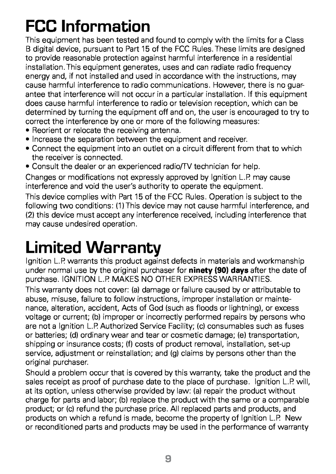 Radio Shack 16-1003 manual FCC Information, Limited Warranty 