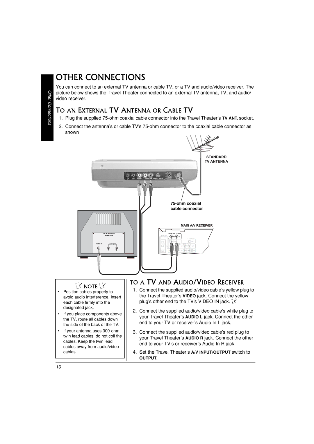 Radio Shack 16-3314 owner manual Other Connections, To AN External TV Antenna or Cable TV, To a TV and AUDIO/VIDEO Receiver 