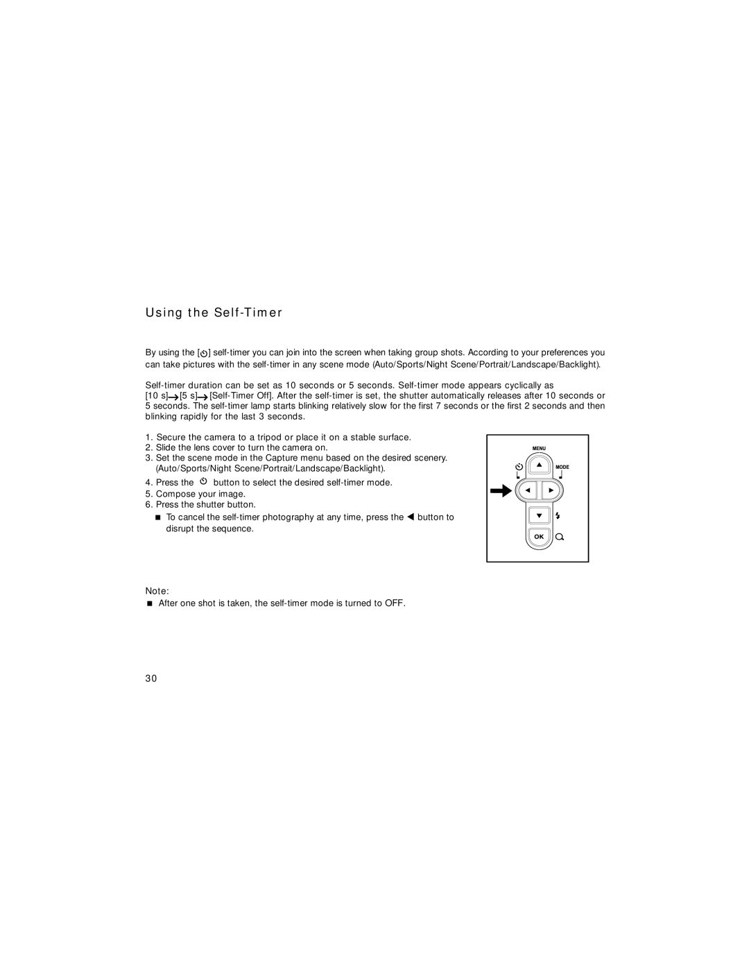 Radio Shack 16-3869 manual Using the Self-Timer 