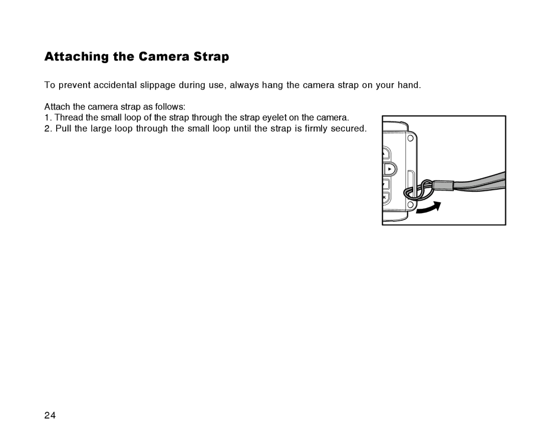 Radio Shack 16-3898 quick start Attaching the Camera Strap 