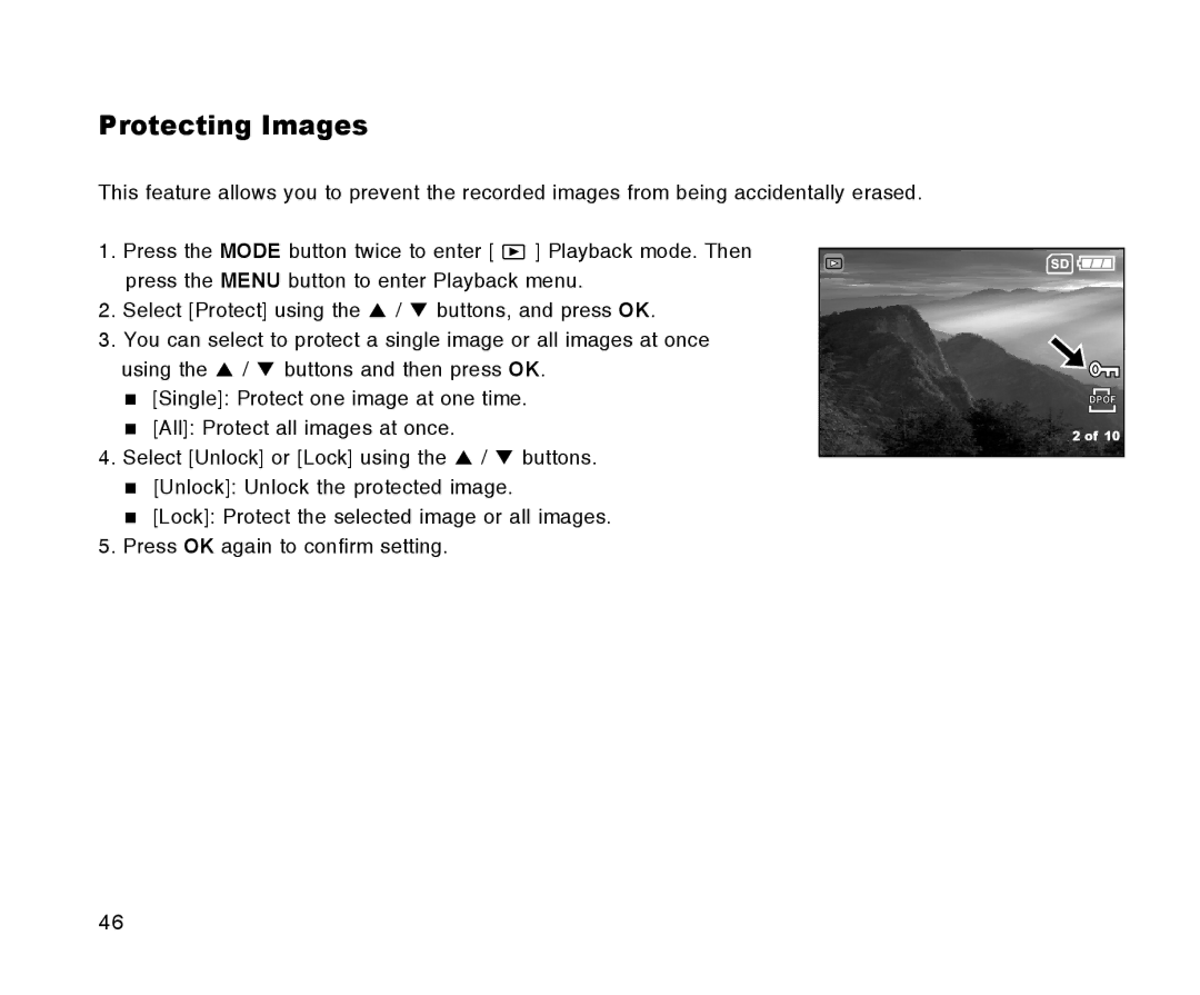 Radio Shack 16-3898 quick start Protecting Images 