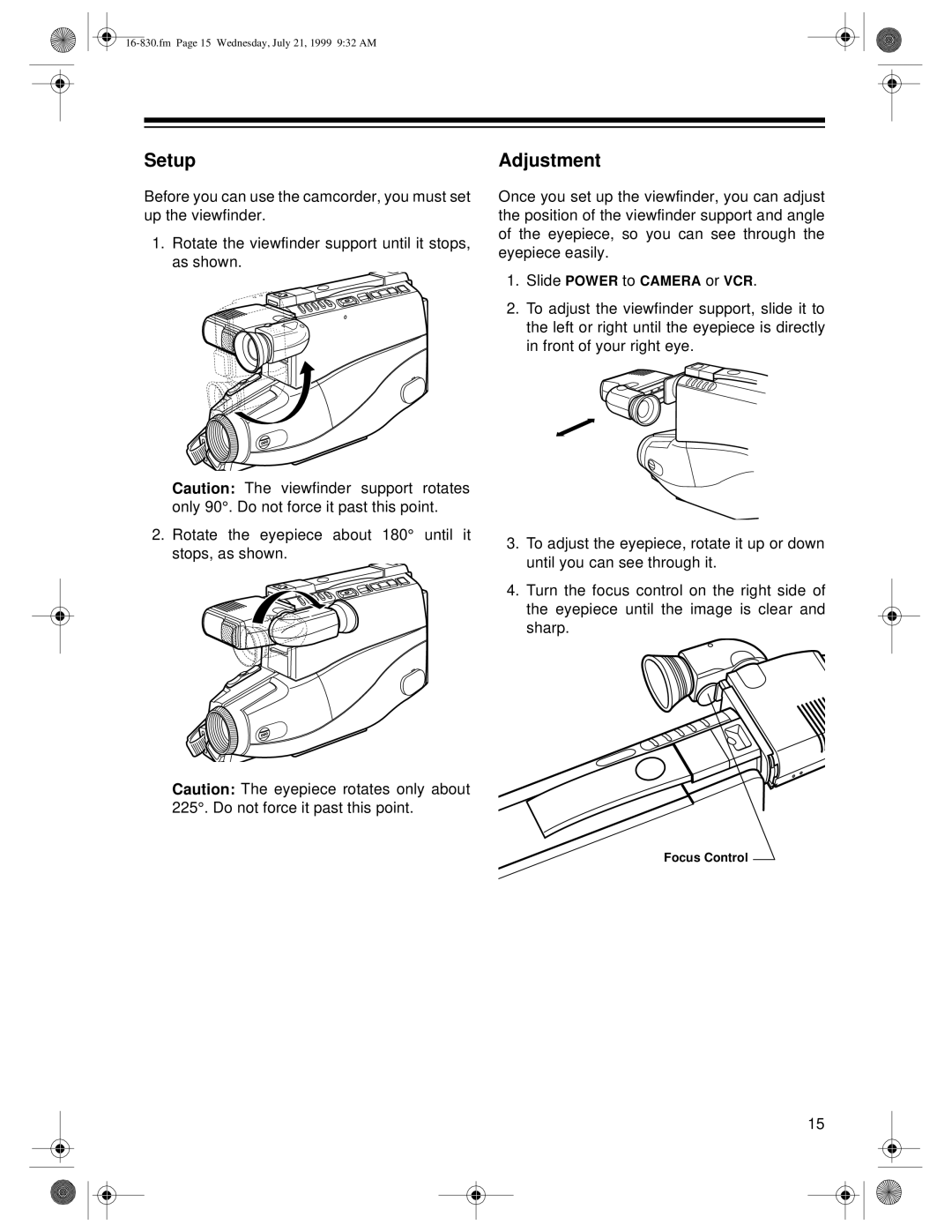 Radio Shack 16-830 owner manual Setup, Adjustment 