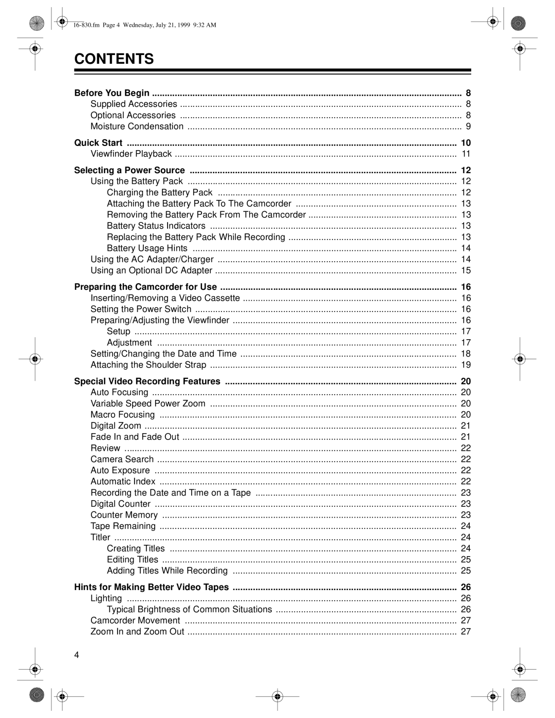 Radio Shack 16-830 owner manual Contents 