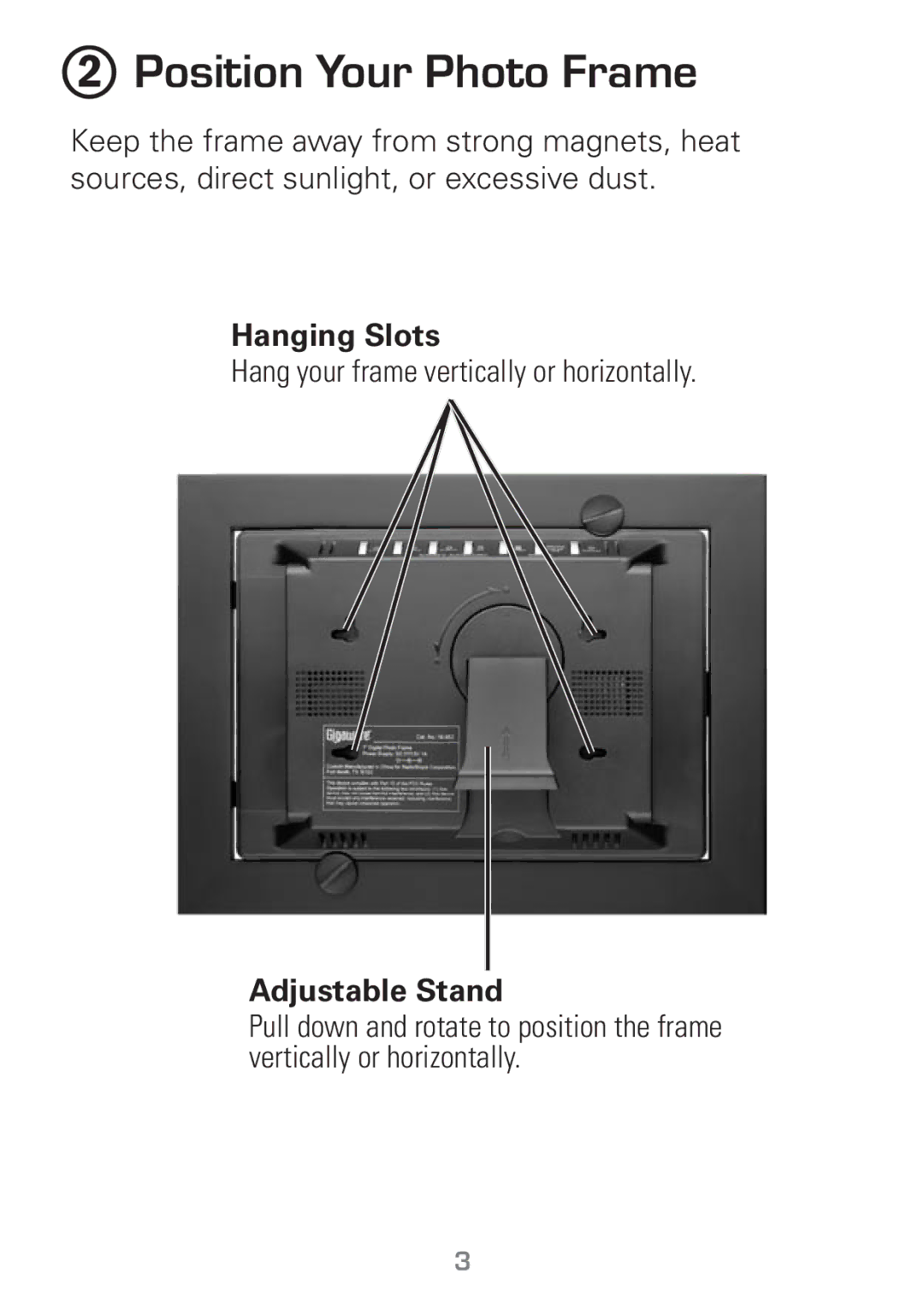 Radio Shack 16-952 manual Position Your Photo Frame 