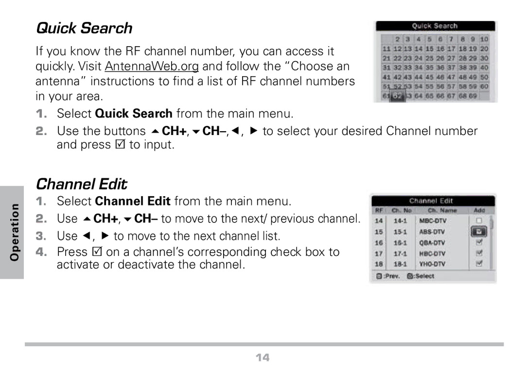 Radio Shack 16-972 manual Quick Search, Channel Edit 