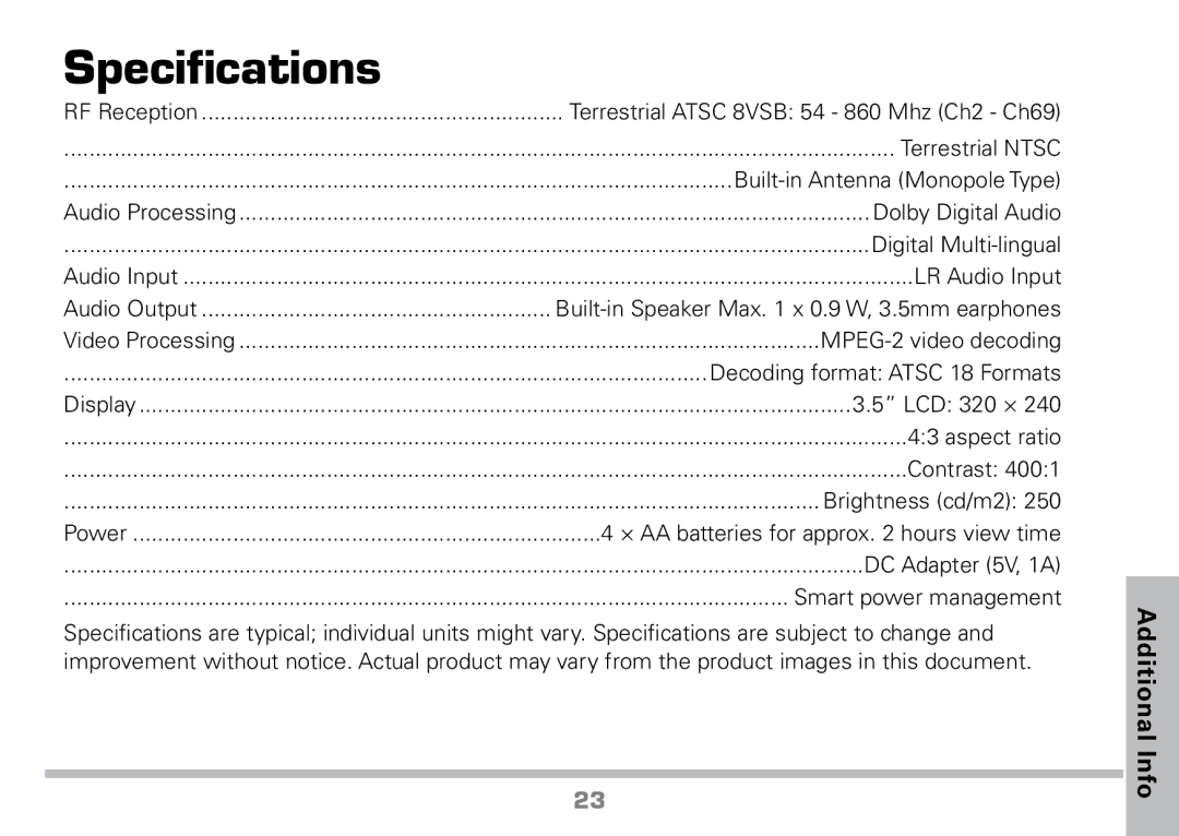 Radio Shack 16-972 manual Specifications 