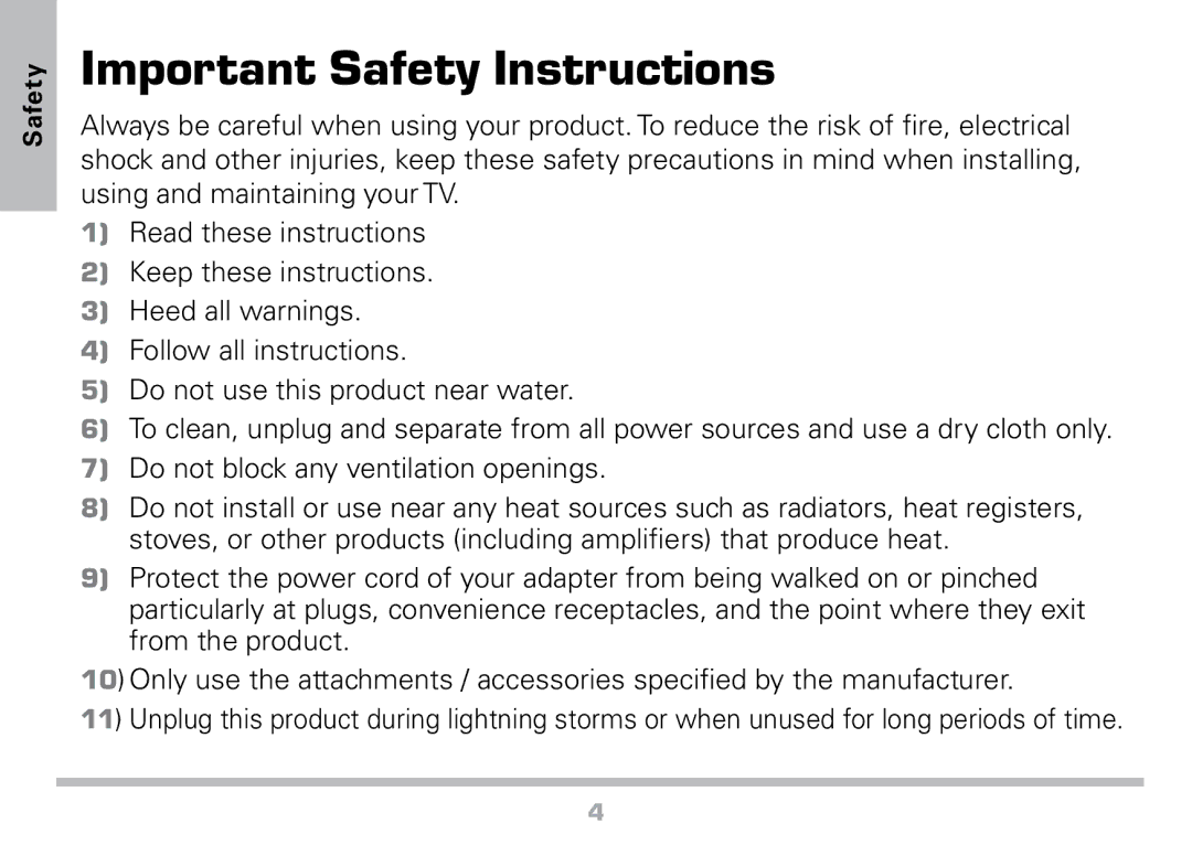 Radio Shack 16-972 manual Important Safety Instructions 