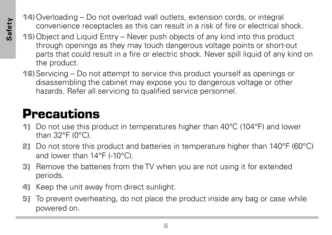 Radio Shack 16-972 manual Precautions 