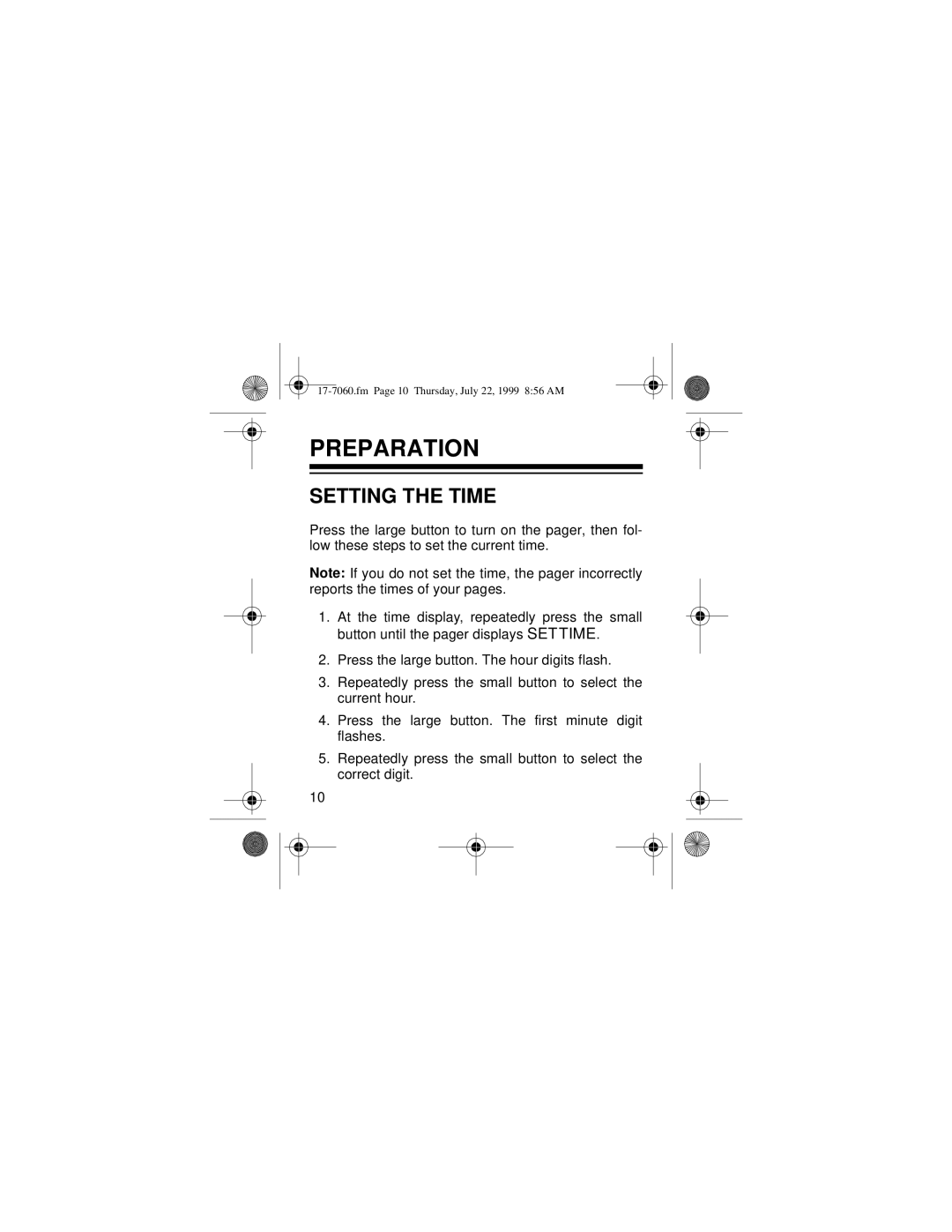 Radio Shack 17-7040, 17-7060 owner manual Preparation, Setting the Time 