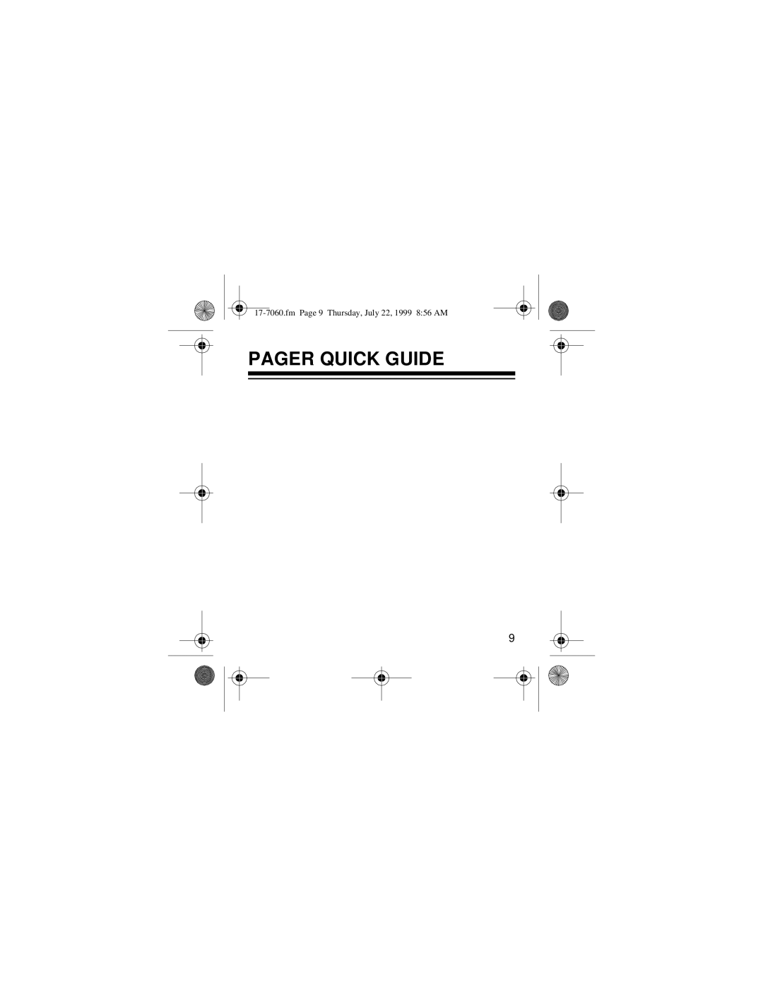 Radio Shack 17-7060, 17-7040 owner manual Pager Quick Guide 