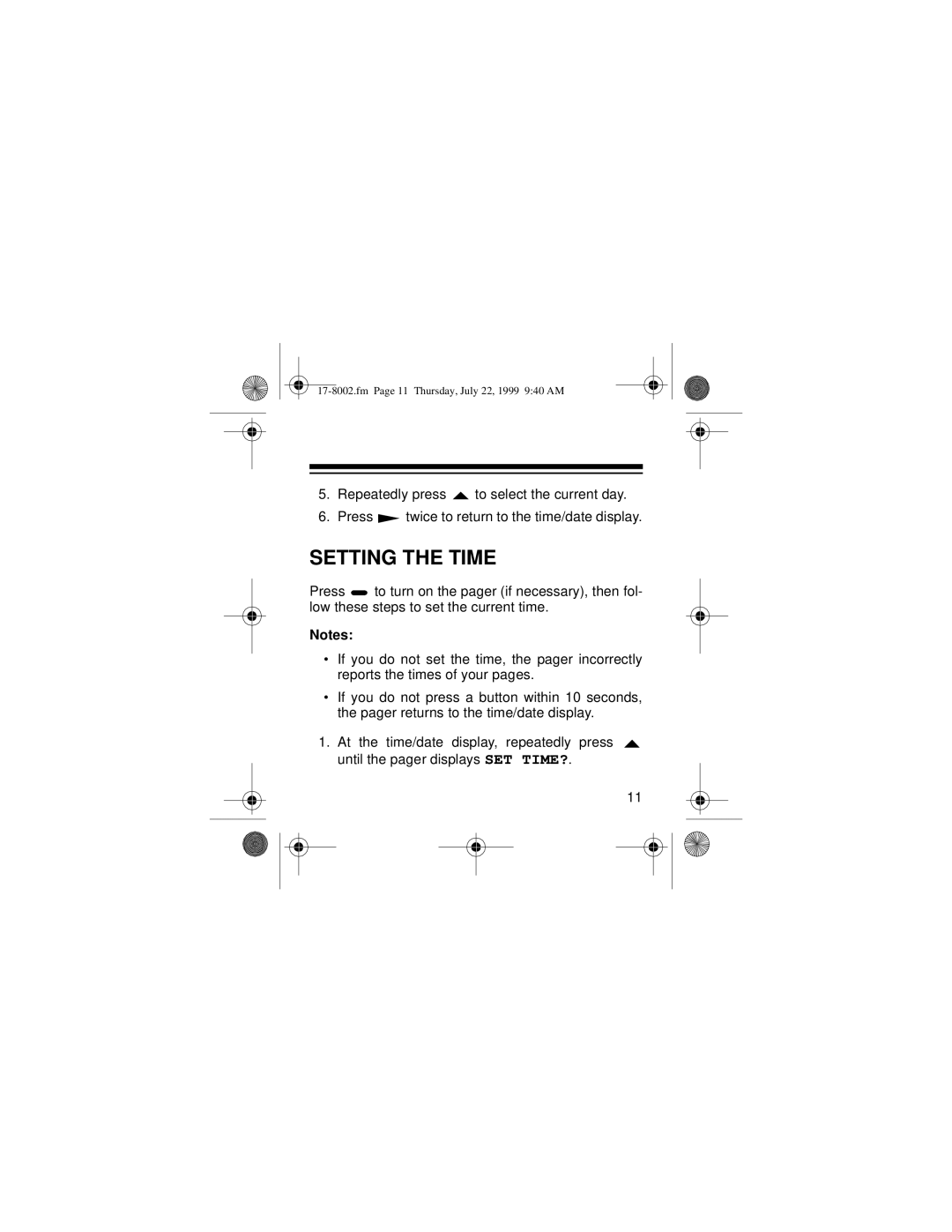 Radio Shack 17-8032/35, 17-8002/05 owner manual Setting the Time 