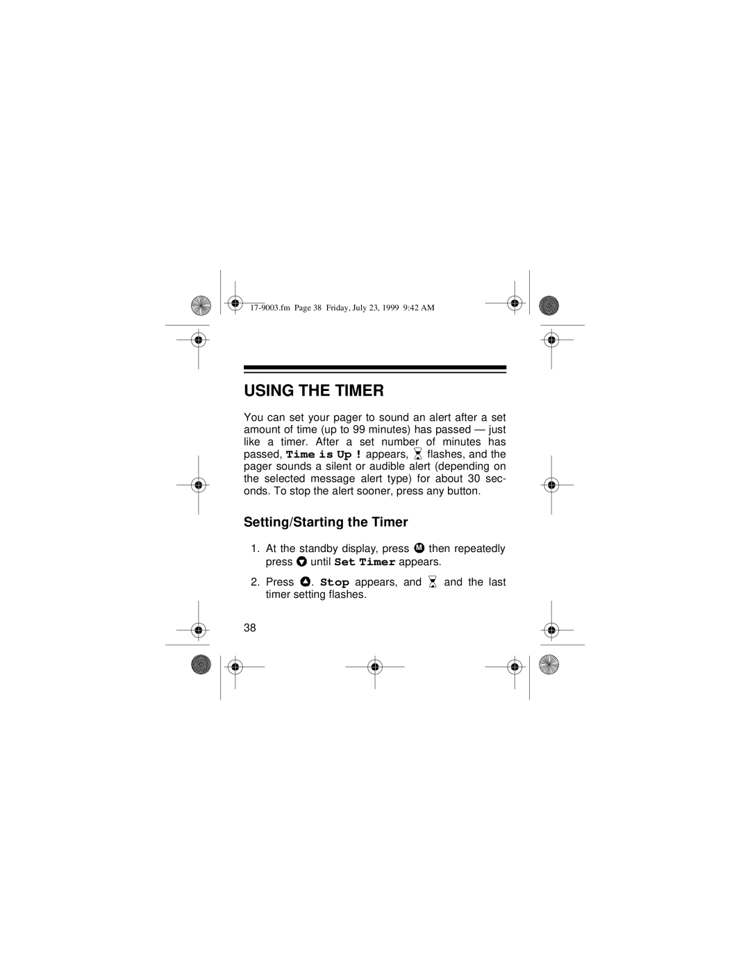 Radio Shack 17-9003 owner manual Using the Timer, Setting/Starting the Timer 