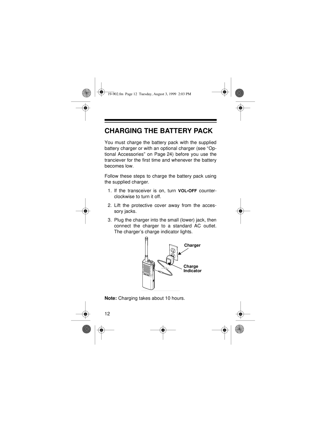 Radio Shack 19-902 owner manual Charging the Battery Pack 