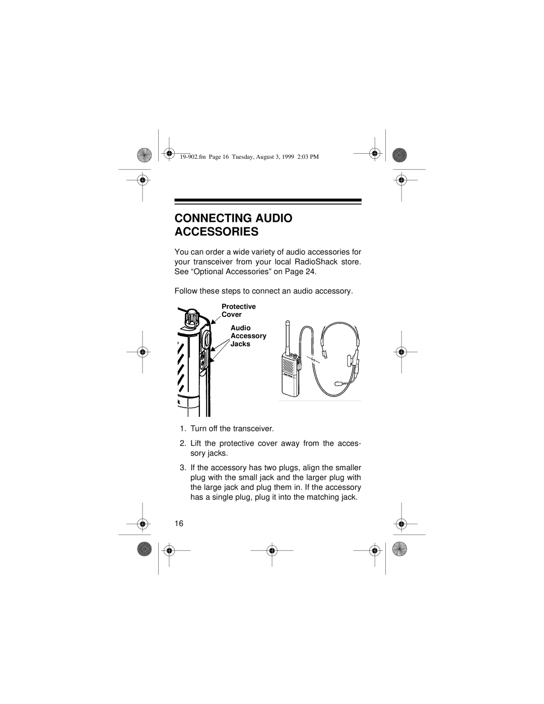 Radio Shack 19-902 owner manual Connecting Audio Accessories 