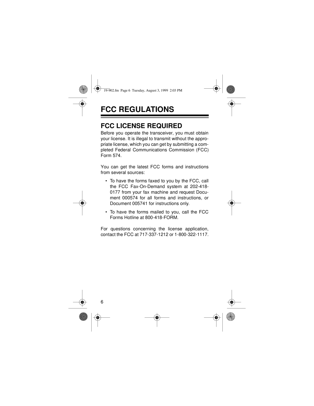 Radio Shack 19-902 owner manual FCC Regulations, FCC License Required 