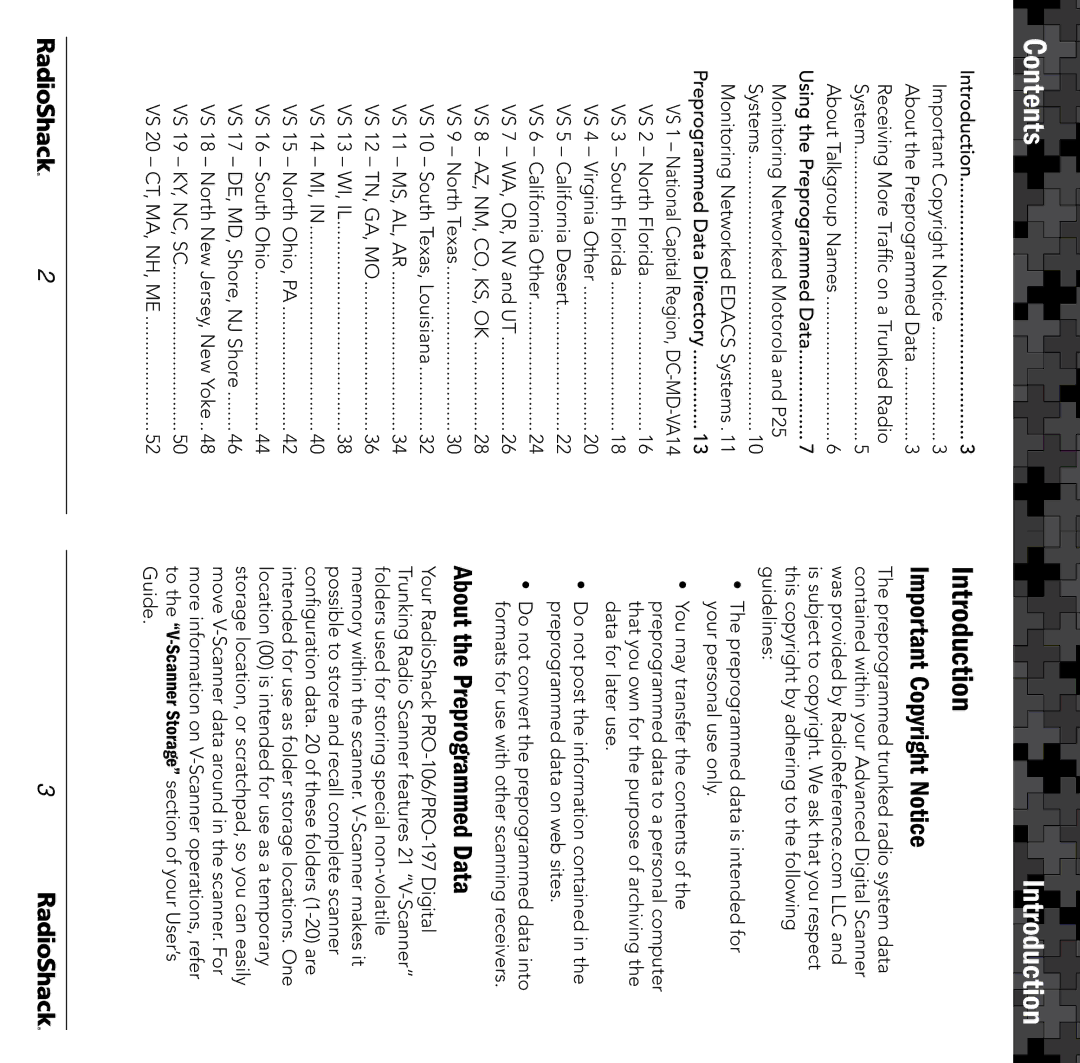 Radio Shack 20-106, 20-197 manual Contents, Introduction 