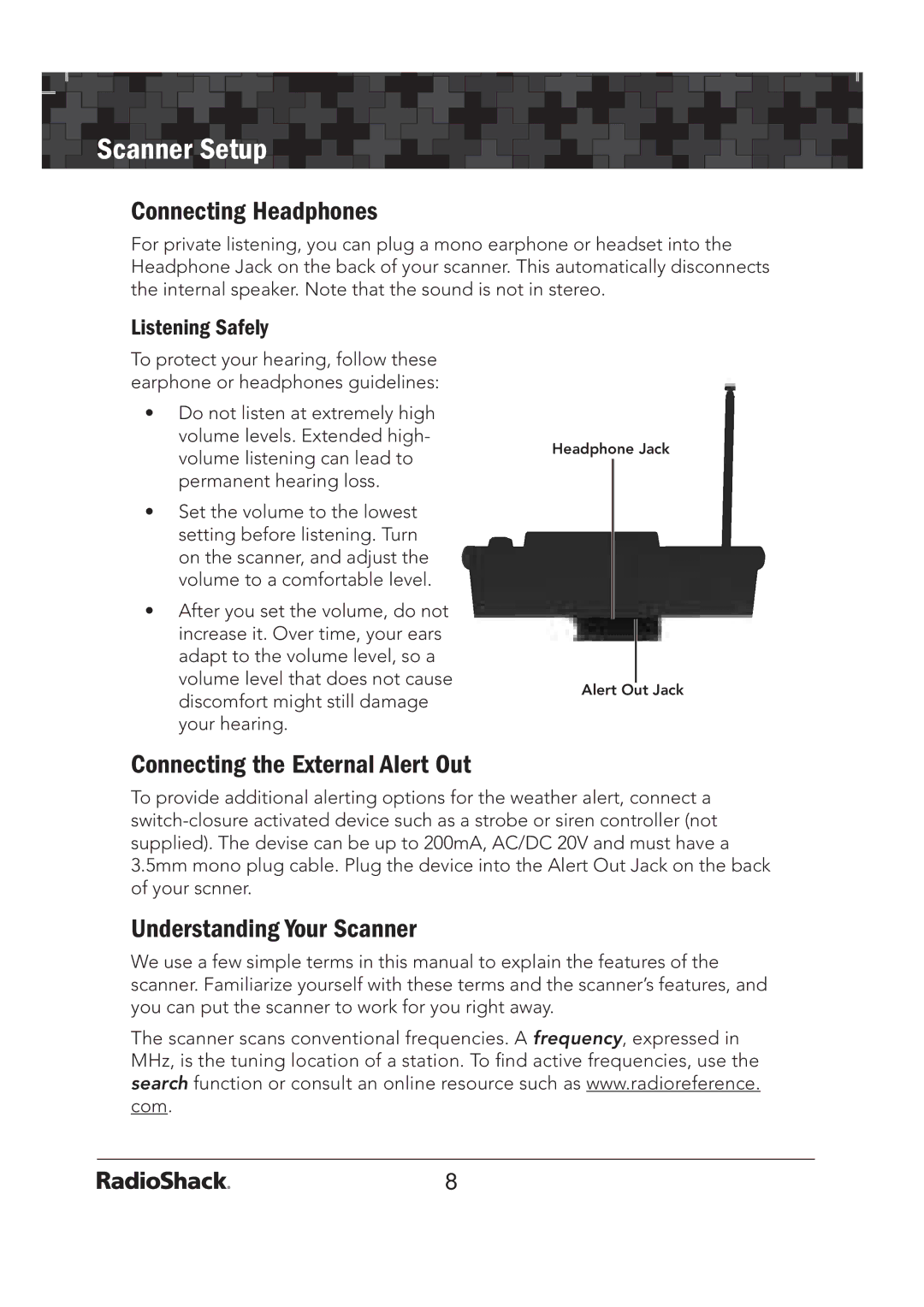 Radio Shack 20-136 PRO-136 quick start Connecting Headphones, Connecting the External Alert Out, Understanding Your Scanner 