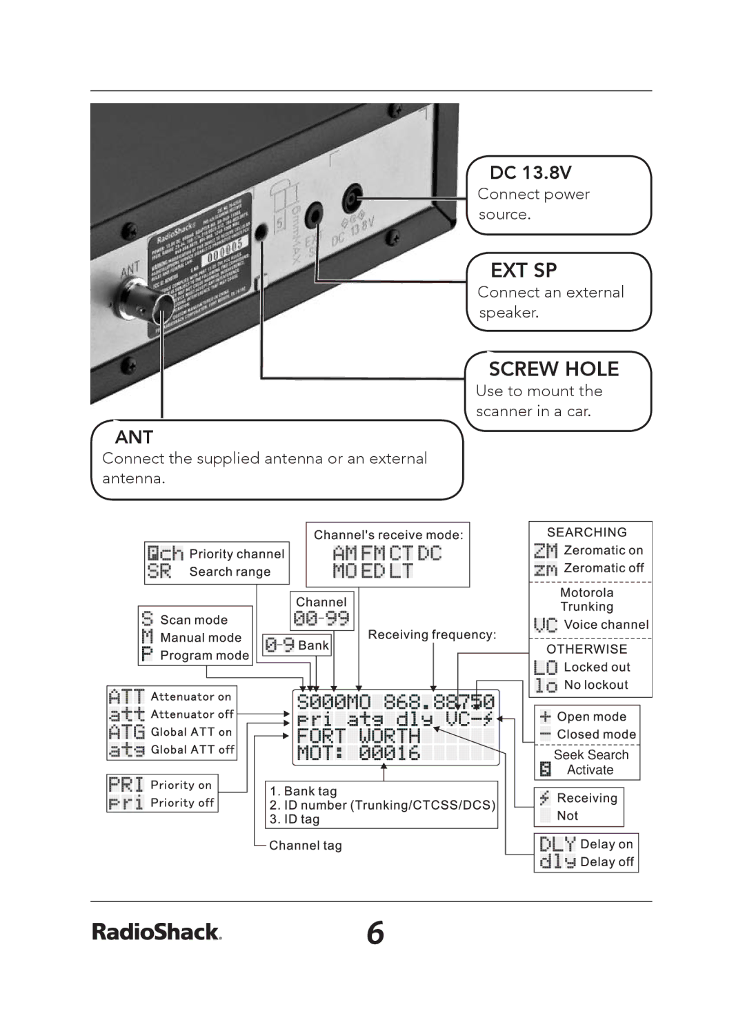 Radio Shack 20-163 manual Ext Sp 