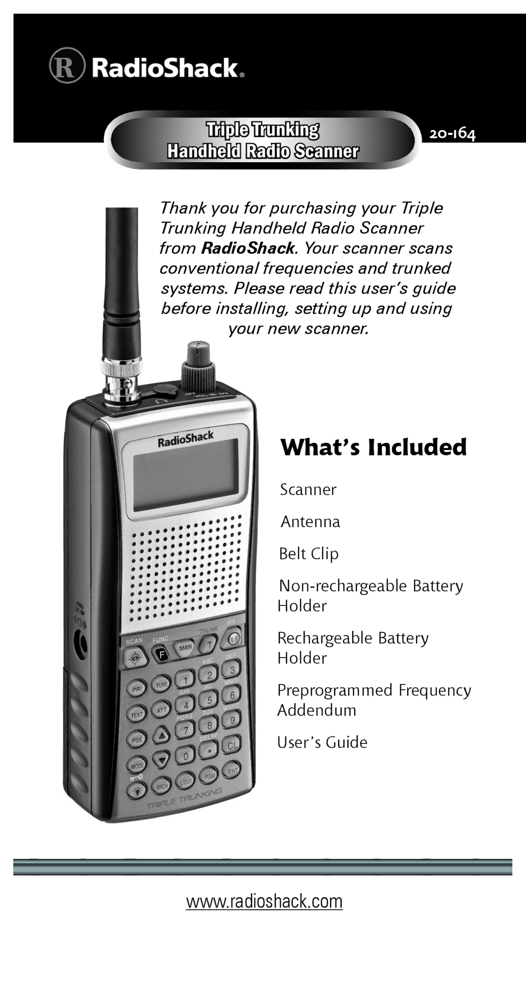 Radio Shack 20-164 manual What’s Included, Triple Trunking 