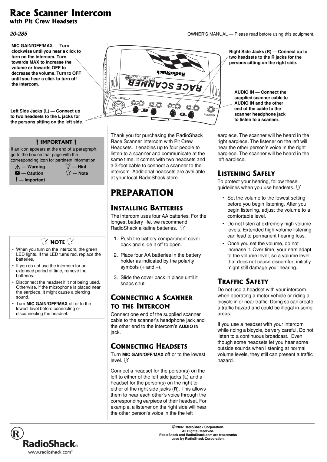 Radio Shack 20-285 owner manual 242#4#6+10 