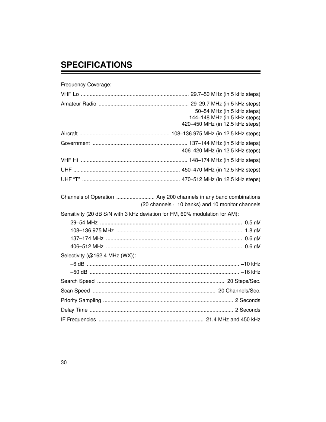 Radio Shack 20-422 owner manual Specifications 