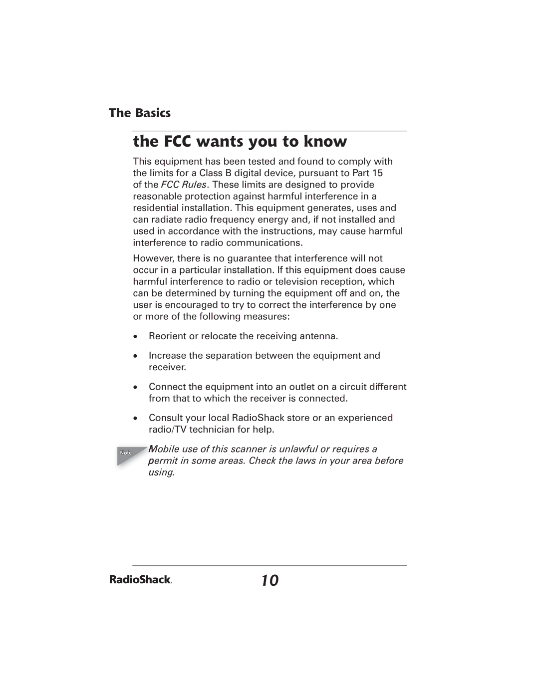 Radio Shack 20-426 manual FCC wants you to know, Basics 