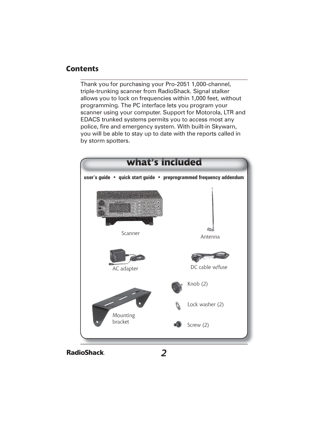 Radio Shack 20-426 manual Contents 