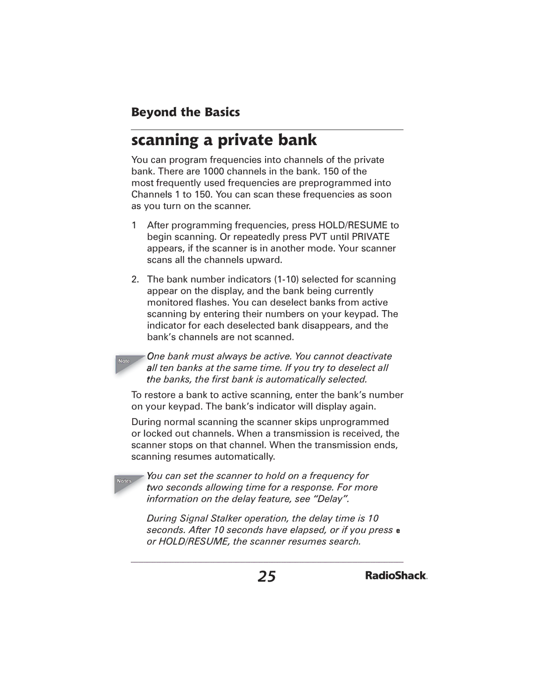 Radio Shack 20-426 manual Scanning a private bank 