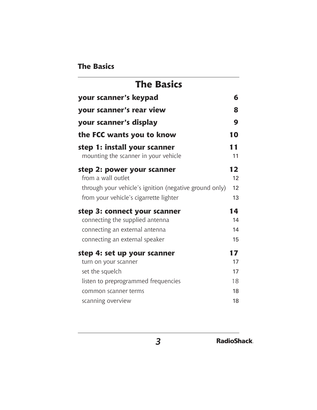 Radio Shack 20-426 manual Basics, Power your scanner, Connect your scanner, Set up your scanner 