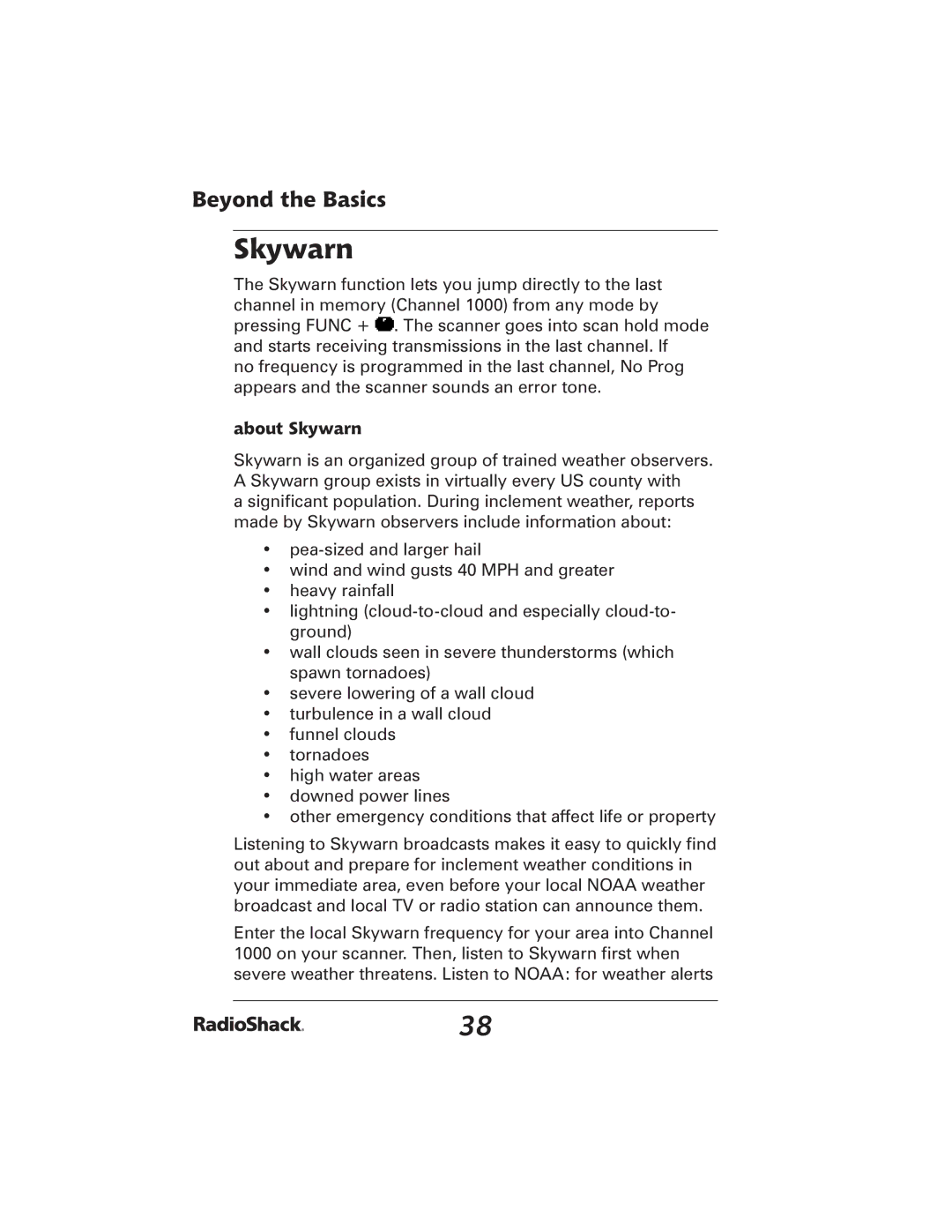 Radio Shack 20-426 manual About Skywarn 