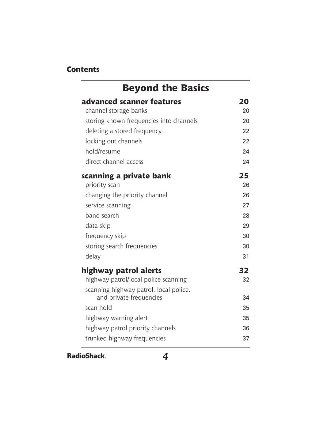 Radio Shack 20-426 manual Beyond the Basics, Advanced scanner features, Scanning a private bank, Highway patrol alerts 