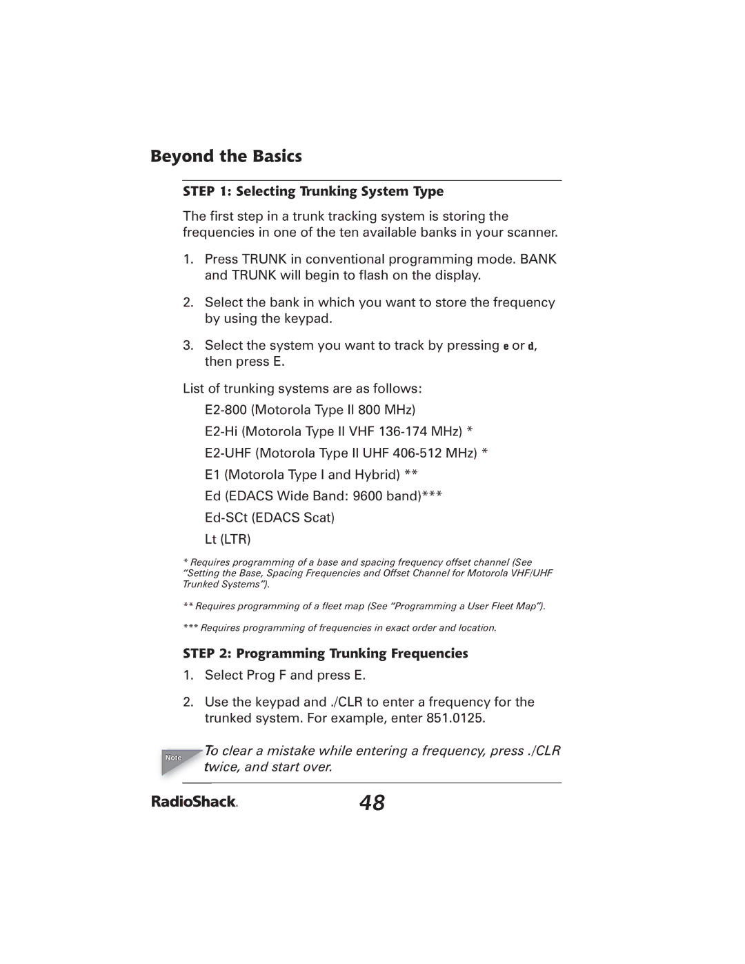 Radio Shack 20-426 manual Selecting Trunking System Type 