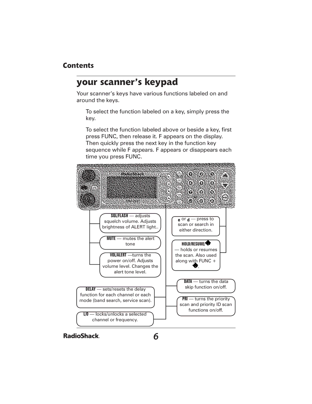 Radio Shack 20-426 manual Your scanner’s keypad, Hold/Resume 