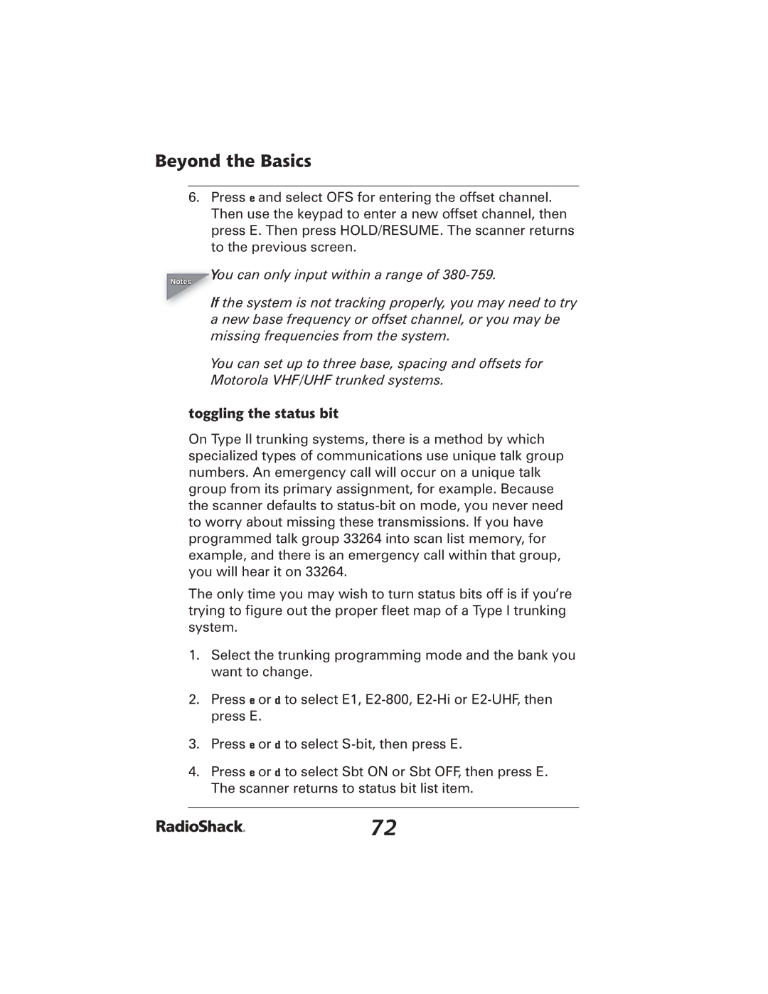 Radio Shack 20-426 manual Toggling the status bit 