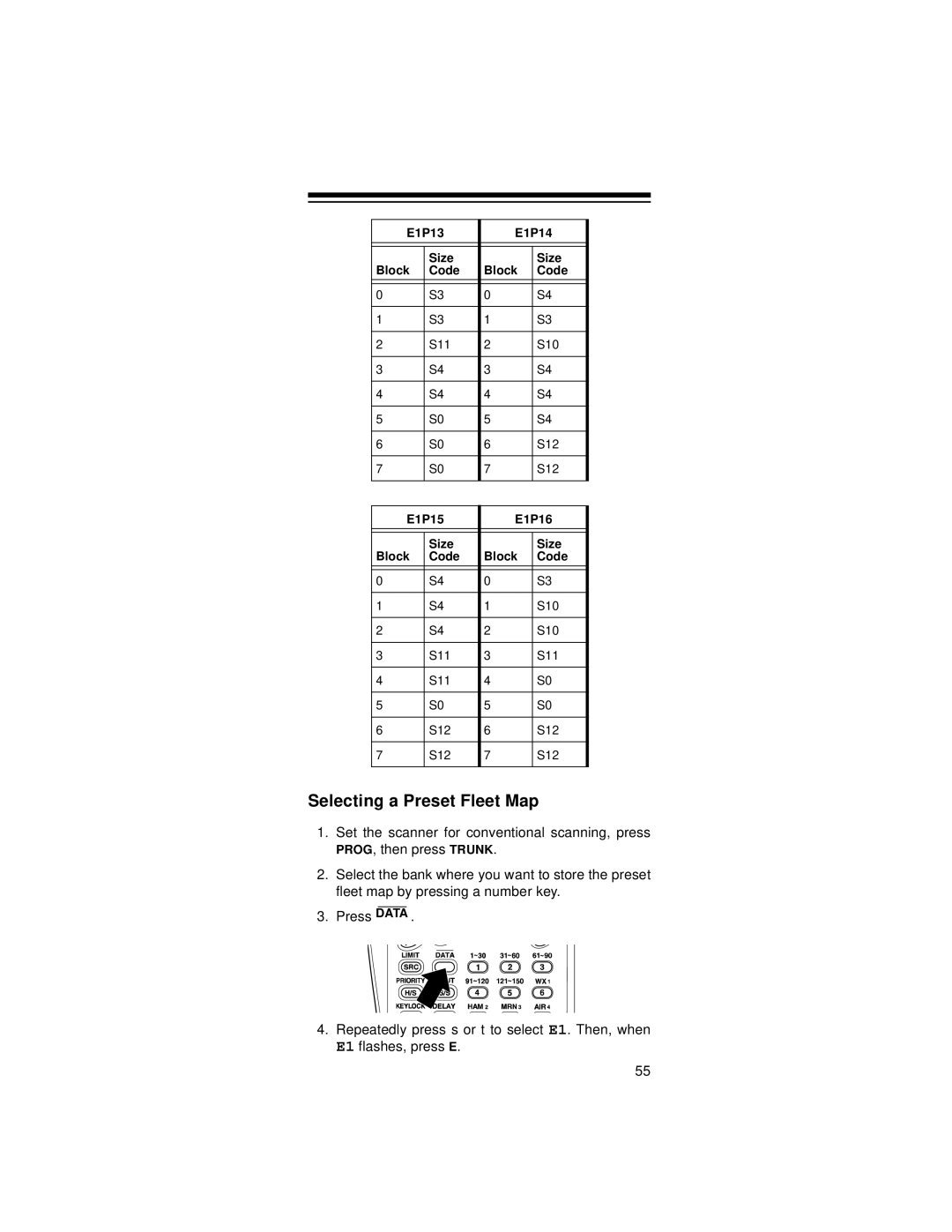 Radio Shack 20-521 owner manual Selecting a Preset Fleet Map 